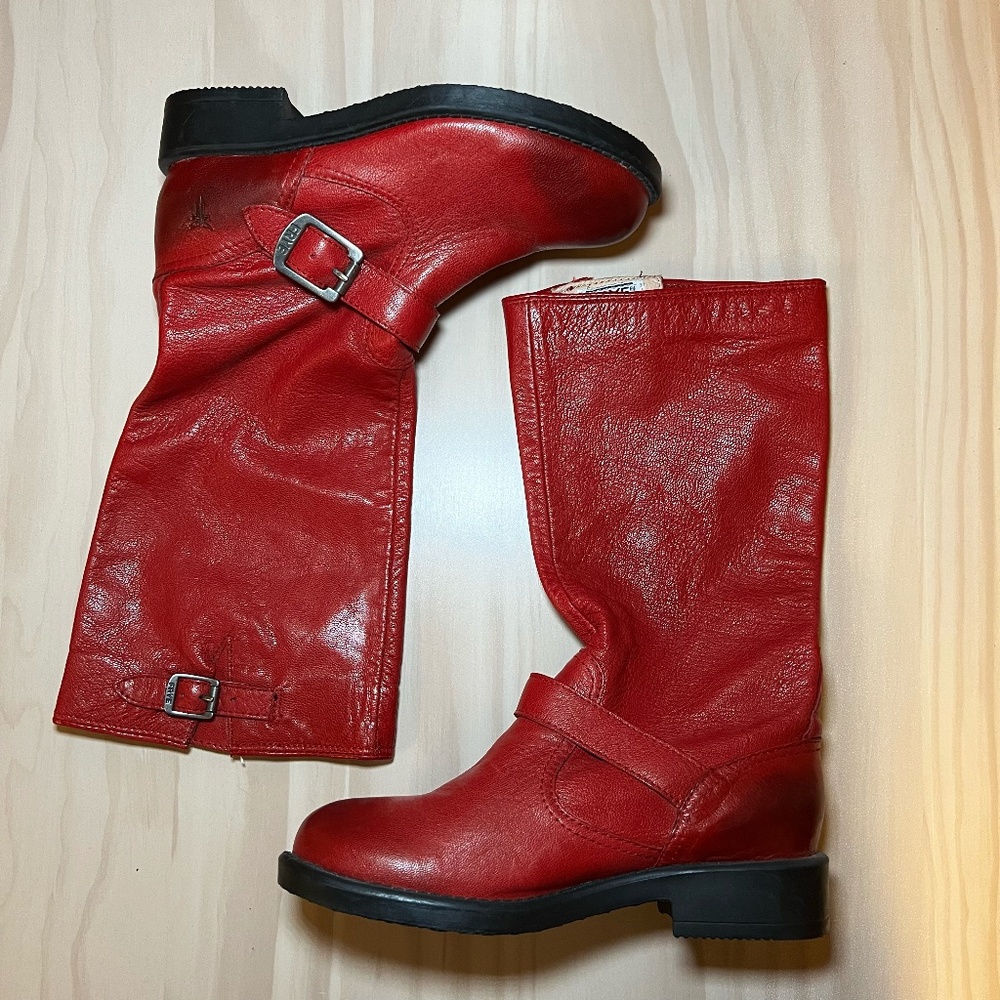 Frye Veronica Slouch Boots | Youth 2.5 | Red Leather | Unworn